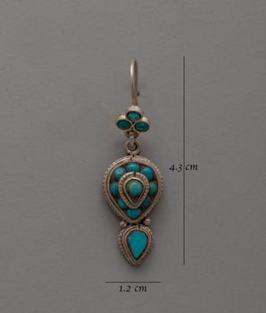 Dangle Turquoise Earrings | Exquisite Silver Earrings with Inlaid Turquoise Stones