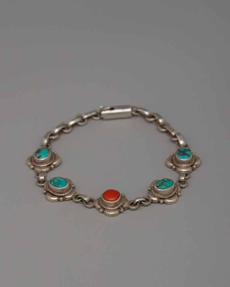 Tibetan Silver Chain Bracelet | Traditional Handmade Jewelry,