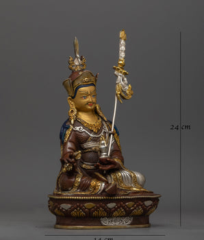 Guru Rinpoche 24cm Silver Plated Statue | Embodiment of Spiritual Mastery