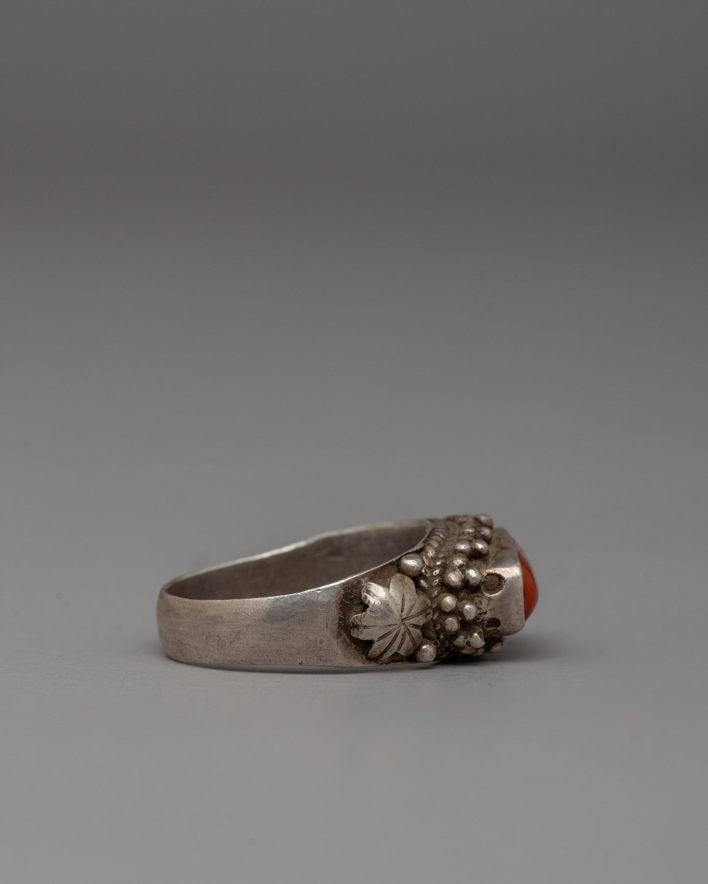 Handcrafted Silver Coral Ring | Original Coral Stone Ring