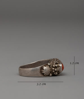 Handcrafted Silver Coral Ring | Original Coral Stone Ring