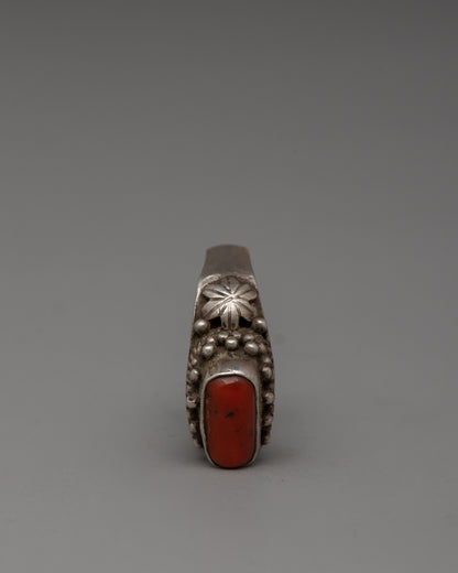 Handcrafted Silver Coral Ring | Original Coral Stone Ring