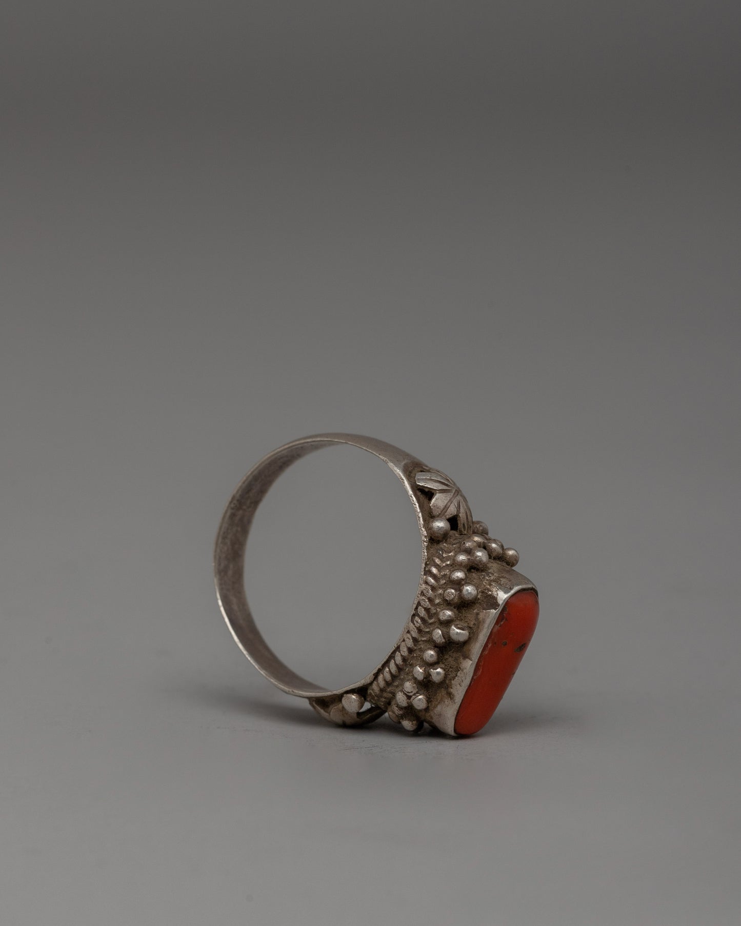 Handcrafted Silver Coral Ring | Original Coral Stone Ring