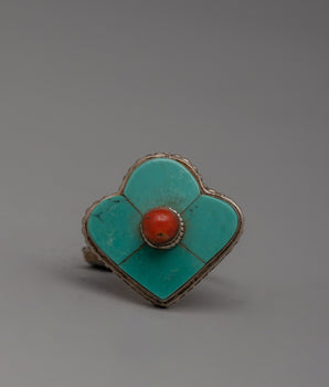 Silver Coral and Turquoise Ring | Unique Artisan Jewelry