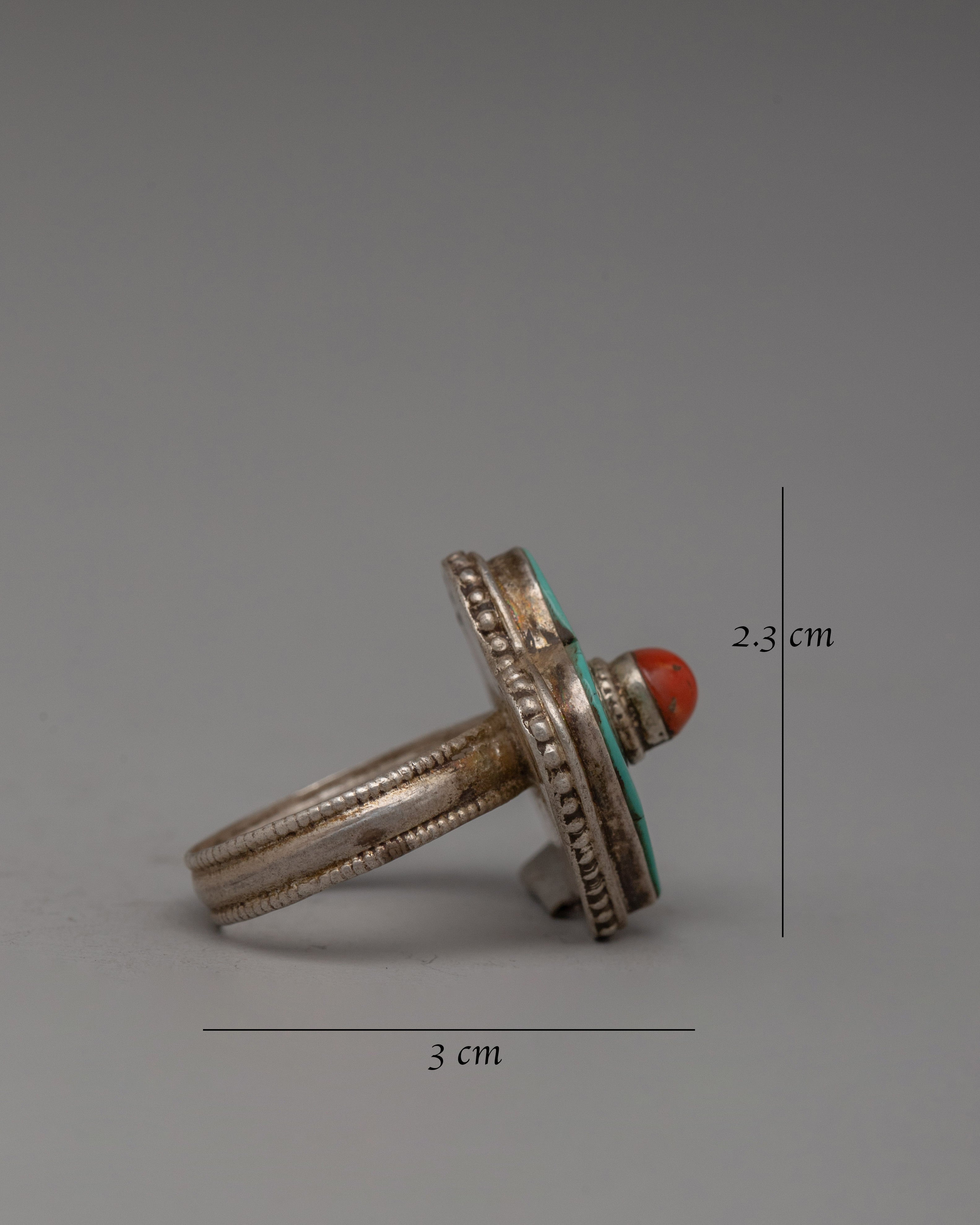 Silver Coral and Turquoise Ring | Unique Artisan Jewelry