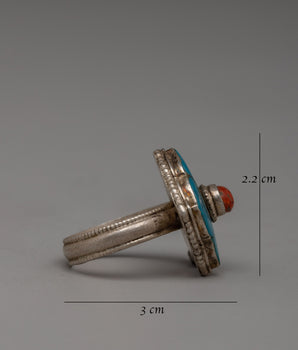 Turquoise Coral Silver Ring |  Perfect Statement Gift