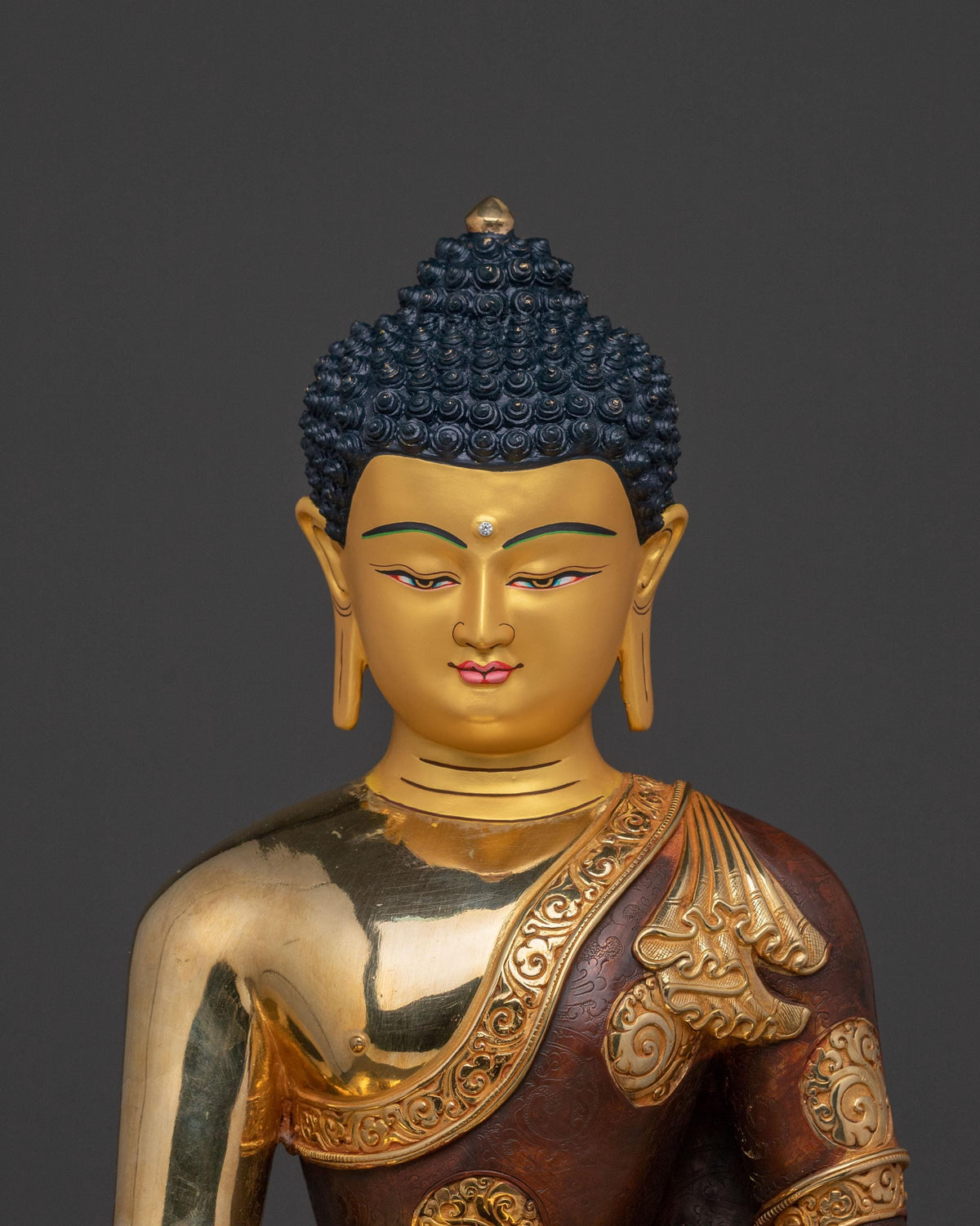 24k Gold Gilded Shakyamuni Buddha Sculpture | Historical Buddha | Tibetan Decor | Meditation Sacred Altar"