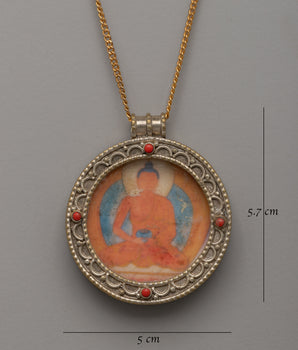 Amitabha Buddha Pendant Locket | Hand-Painted Religious Locket | Elegant For Daily Wear