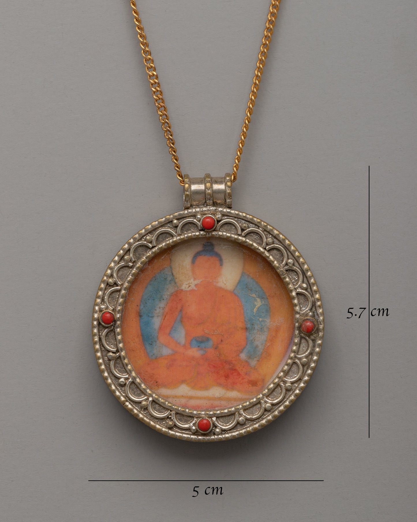 Amitabha Buddha Pendant Locket | Hand-Painted Religious Locket | Elegant For Daily Wear