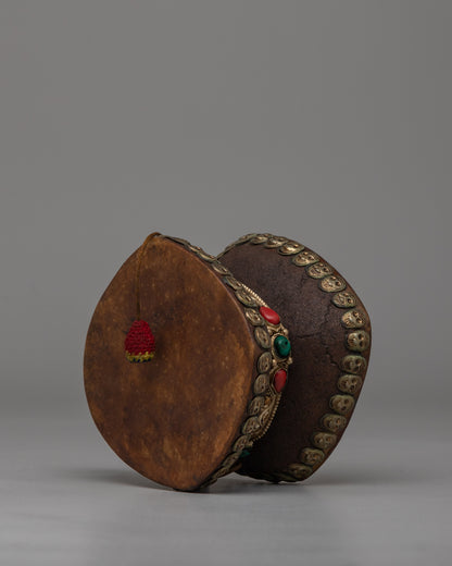 Tibetan Damaru Drum for Rituals |  Spiritual Ritual Instrument for Meditation & Offerings