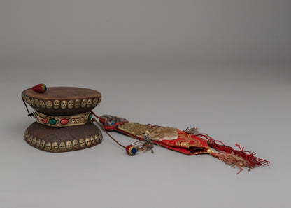 Tibetan Damaru Drum for Rituals |  Spiritual Ritual Instrument for Meditation & Offerings