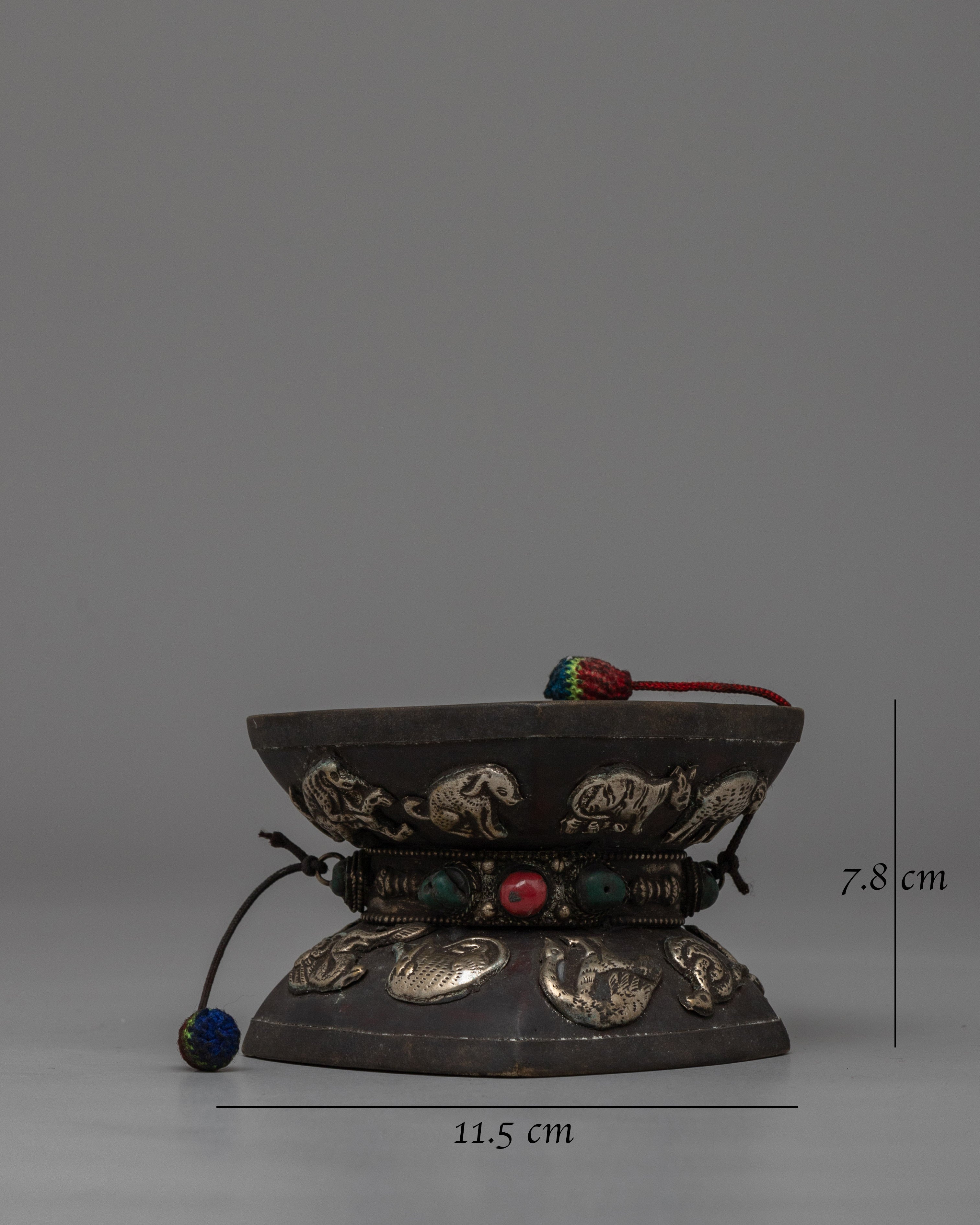 Tibetan Damaru Drum with Turquoise & Coral |  Spiritual Tool for Meditation