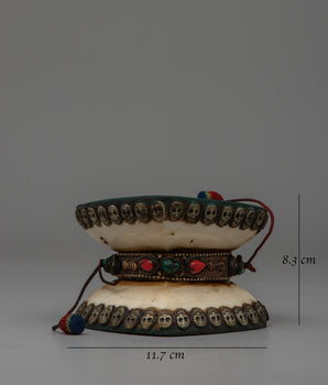 Handcrafted Tibetan Skull Damaru Drum | Ritual Instrument for Meditation