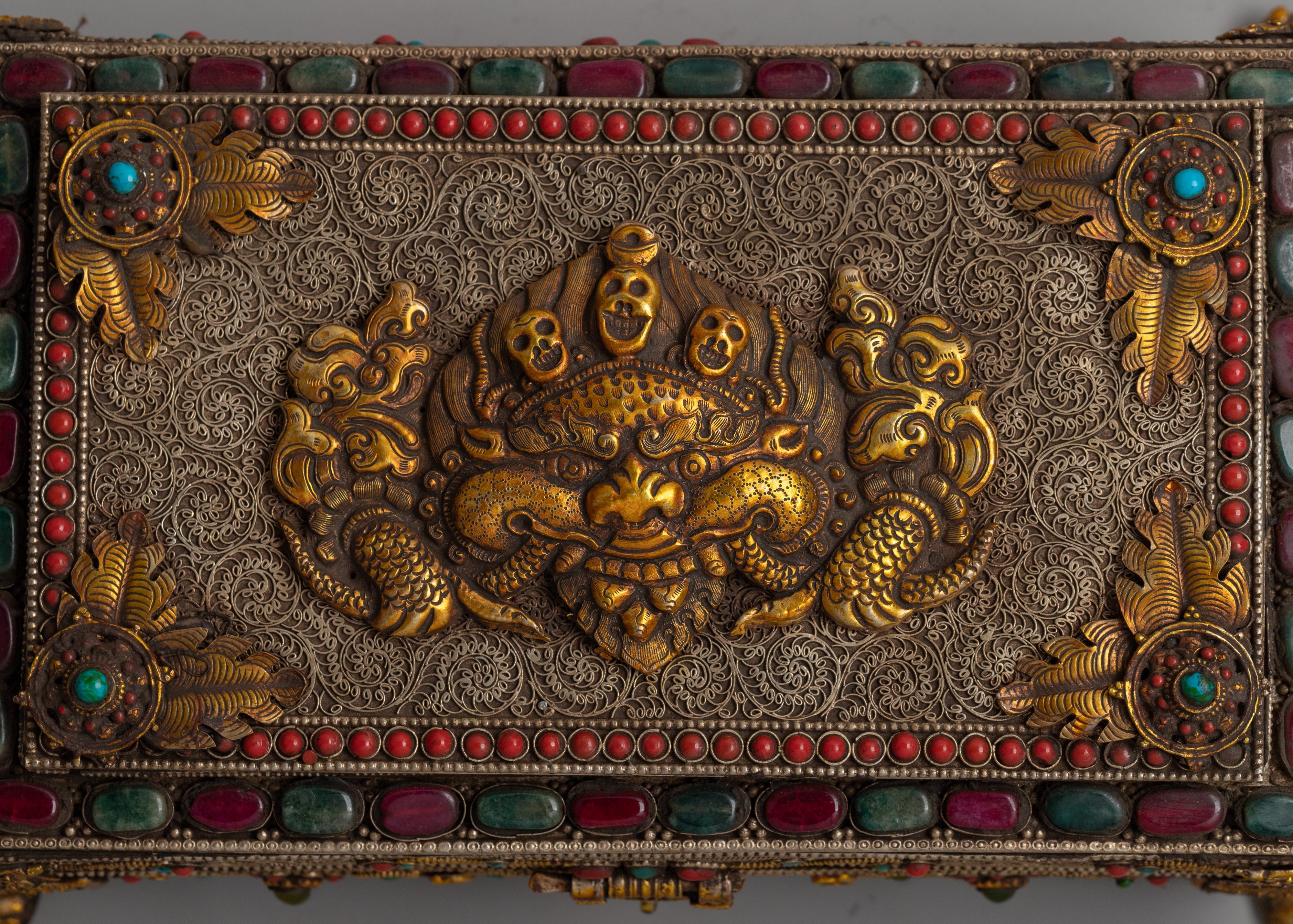 Tibetan Treasure Box with Silver Wire |  Perfect for jewelry storage