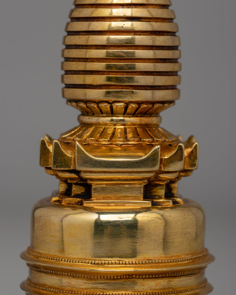 Traditional Buddhist Stupa Statue for Meditation | Antique-Style Pagoda Sculpture | Gift Idea From Nepal