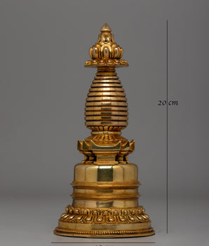 Traditional Buddhist Stupa Statue for Meditation | Antique-Style Pagoda Sculpture | Gift Idea From Nepal
