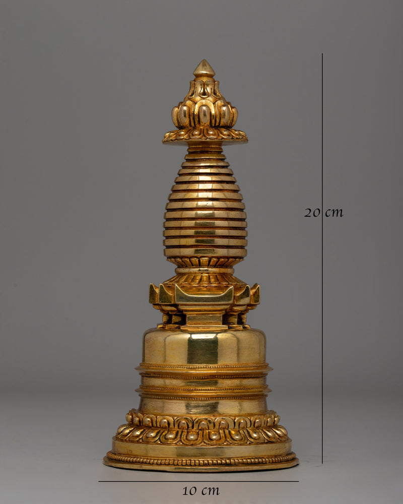 Traditional Buddhist Stupa Statue for Meditation | Antique-Style Pagoda Sculpture | Gift Idea From Nepal