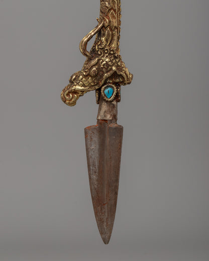 Crystal Kila Phurba | Sacred Ritual Dagger with Silver Plating