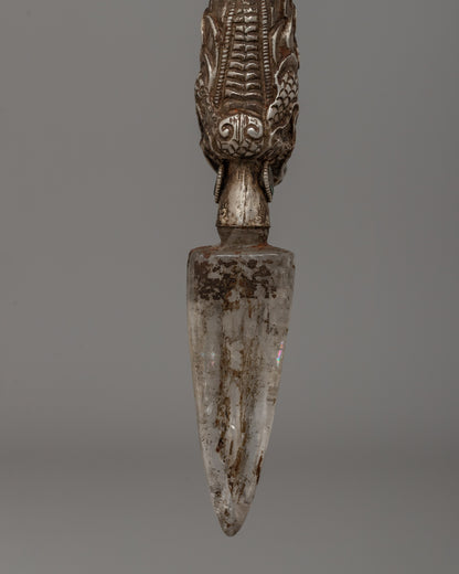 Crystal Kila (Phurba) |  27.5cm Silver-Plated Ritual Dagger with Turquoise