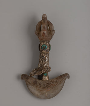 Silver Plated Crystal Kartika Knife | Handmade Ritual Tool with Turquoise Stone