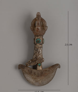 Silver Plated Crystal Kartika Knife | Handmade Ritual Tool with Turquoise Stone
