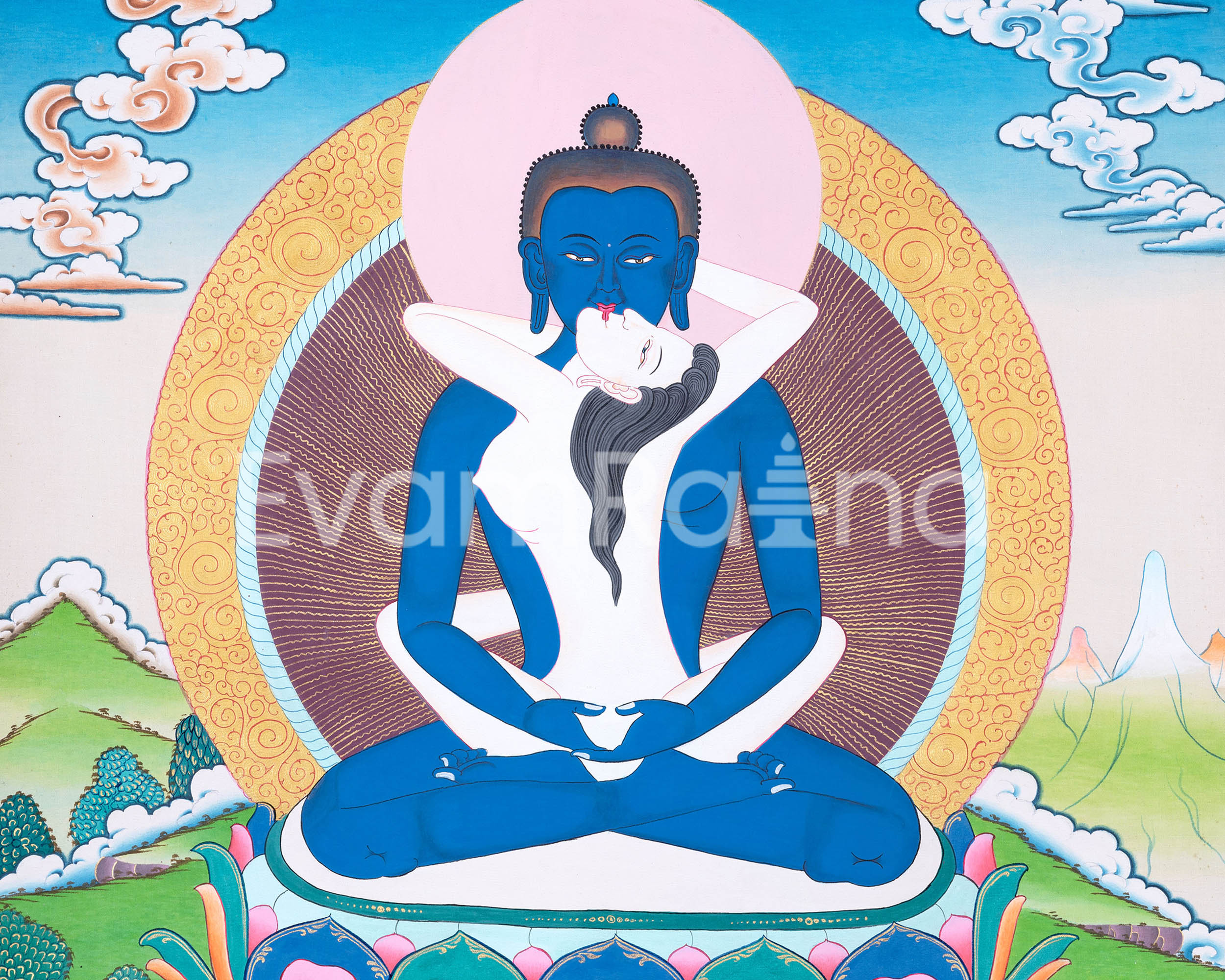 Samantabhadra Yab Yum Buddha Thangka | Thangka for Meditation & Spiritual Awakening