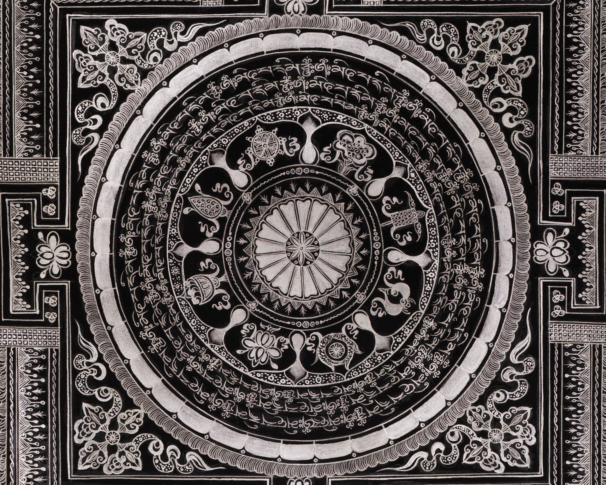 Ashtamangala Mantra Mandala | High Quality Giclee Canvas Print