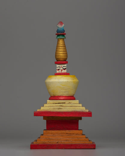 Handcrafted Chaitya Chorten | Tibetan Ritual Shrine for Blessings & Peace | Stupa From Nepal