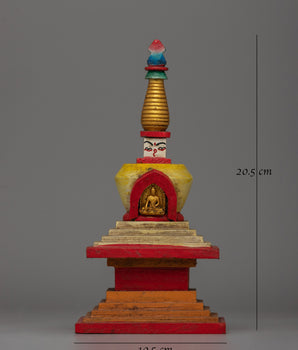 Handcrafted Chaitya Chorten | Tibetan Ritual Shrine for Blessings & Peace | Stupa From Nepal