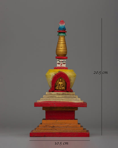 Handcrafted Chaitya Chorten | Tibetan Ritual Shrine for Blessings & Peace | Stupa From Nepal