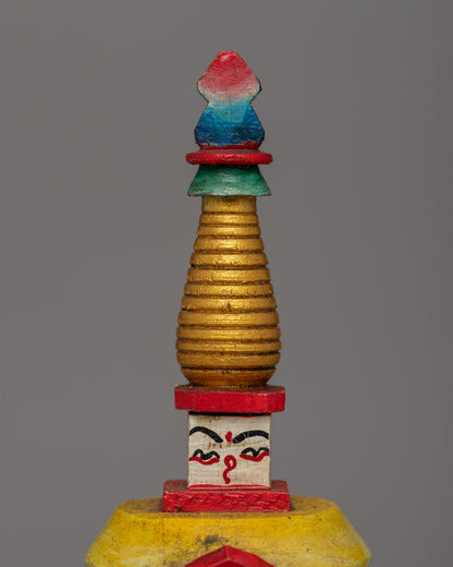 Handcrafted Chaitya Chorten | Tibetan Ritual Shrine for Blessings & Peace | Stupa From Nepal