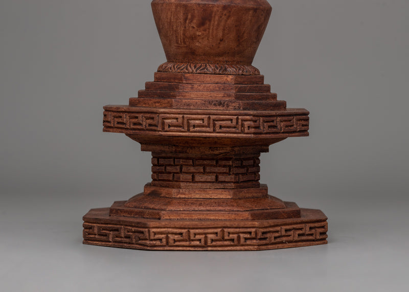 Wooden Stupa with Buddha | Spiritual Icon of Enlightenment