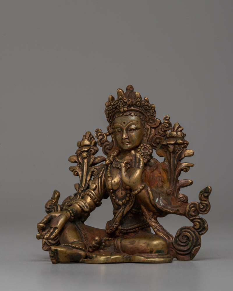 Handcarved Goddess Green Tara Figure | The Mother of Liberation