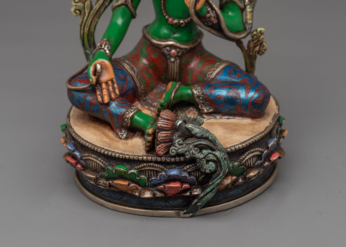 Hued Green Tara Statue | Embrace Divine Protection and Compassion