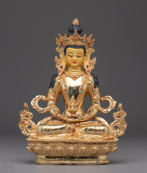 Amitayus Statue in Golden Copper