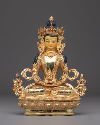 Amitayus Statue in Golden Copper