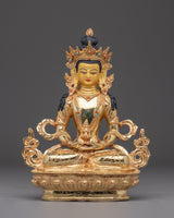 Amitayus Statue in Golden Copper