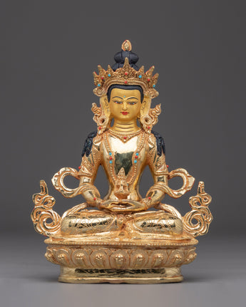 Amitayus Statue in Golden Copper