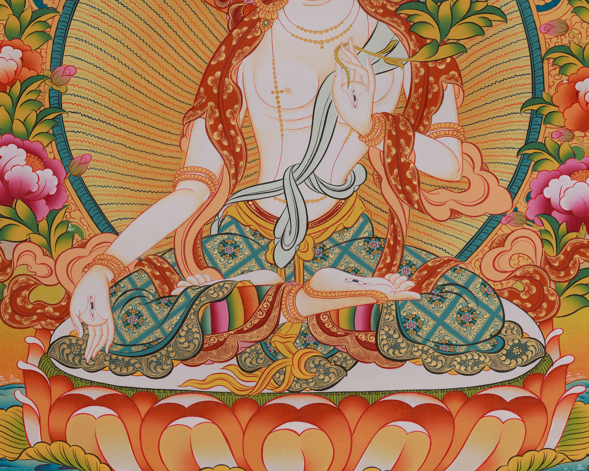 Himalayan Sita Tara Art | Healing and Longevity Deity | White Tara Thangka