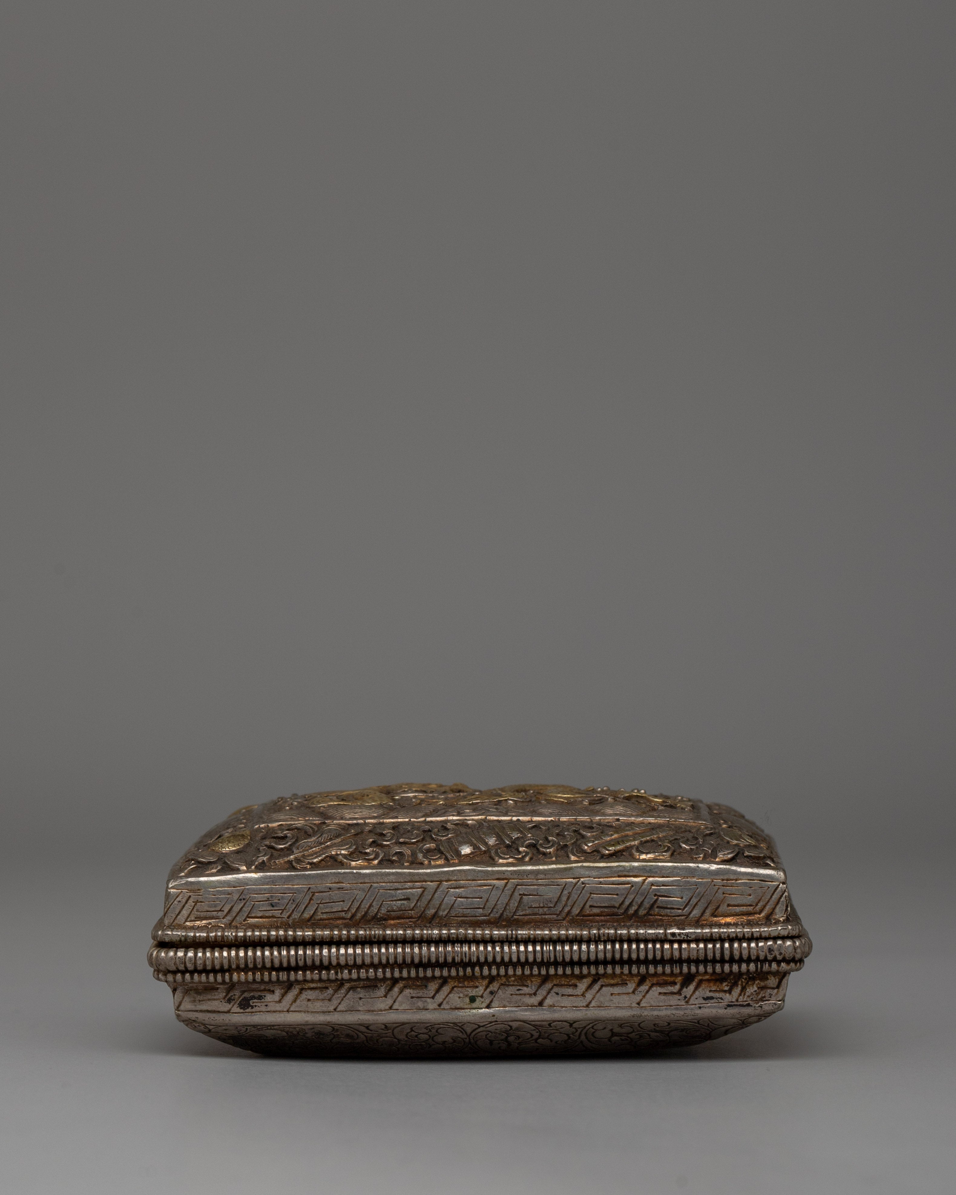 Handcrafted Bhutanese Style Silver Paan Box | Perfect for Sacred Ritual Storage