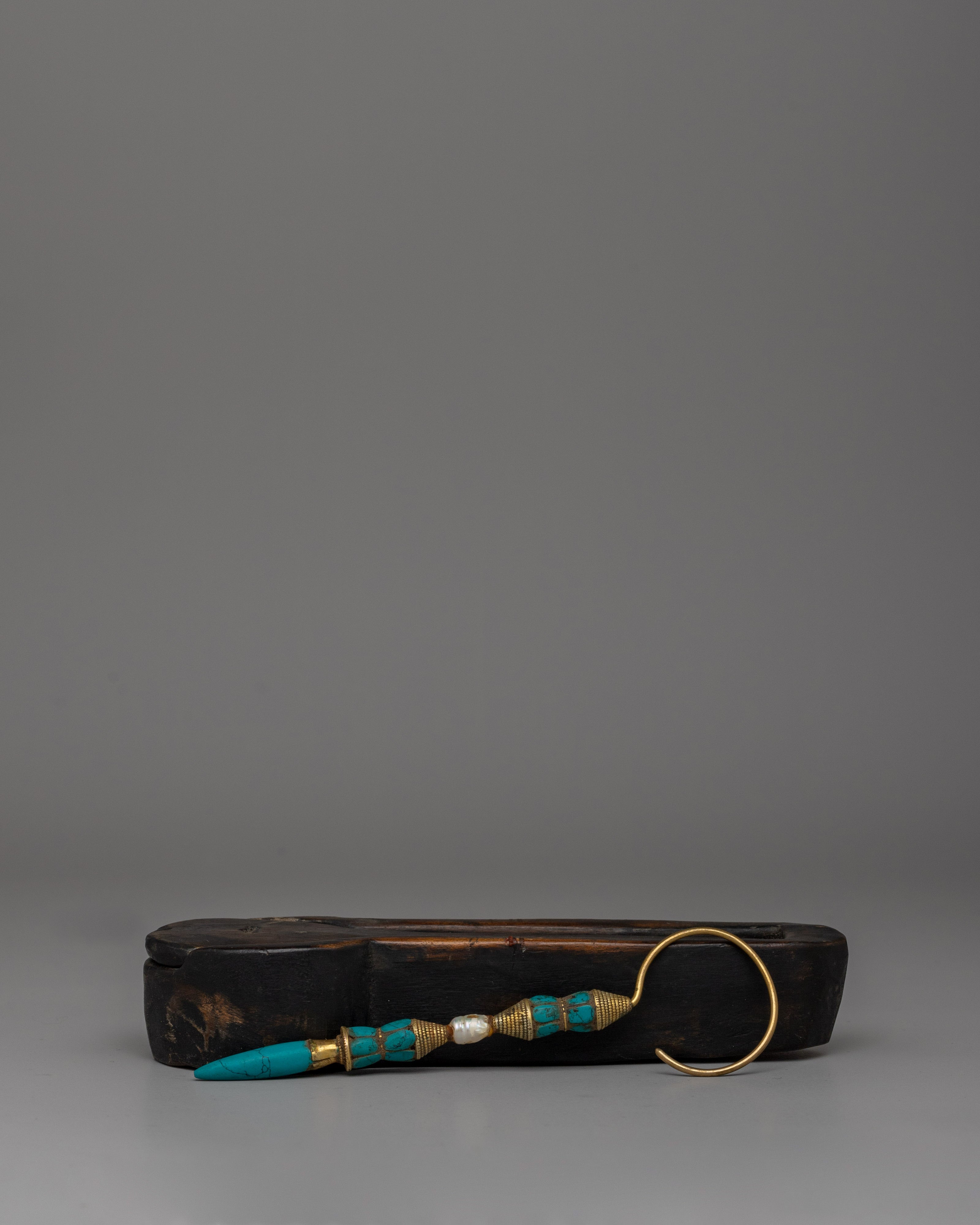 Tibetan Minister Earring | Gold-Plated with Turquoise