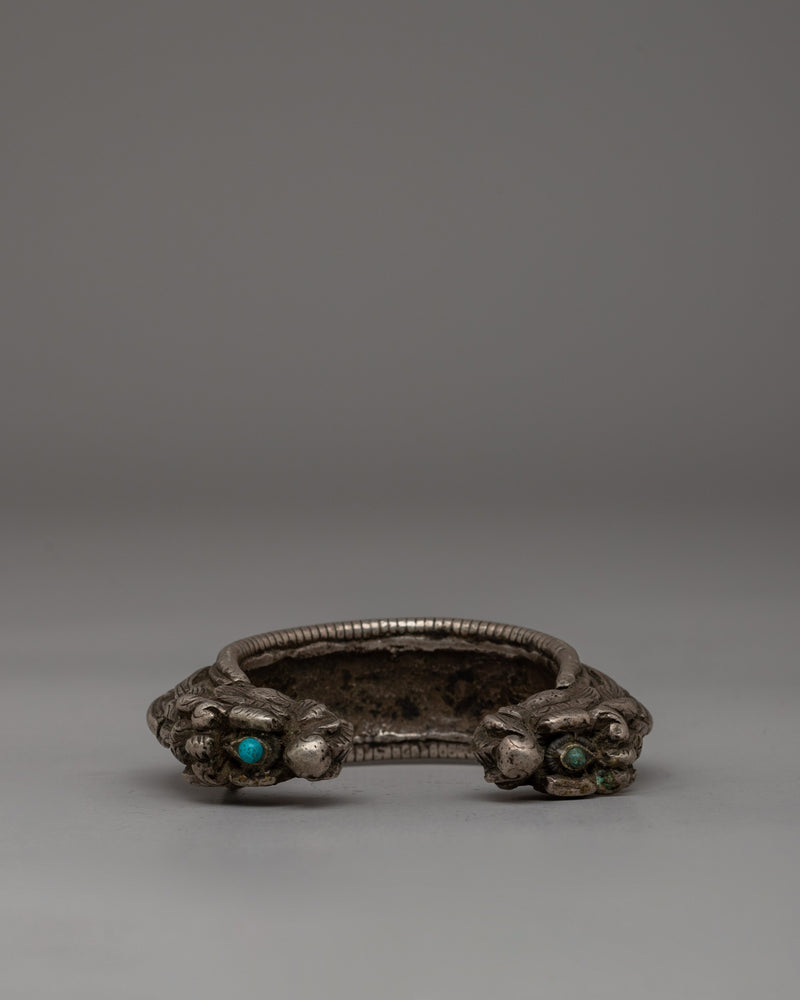 Old Stone Dragon Head Bracelet  | Intricate Dragon Design