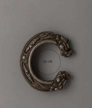 Old Stone Dragon Head Bracelet  | Intricate Dragon Design