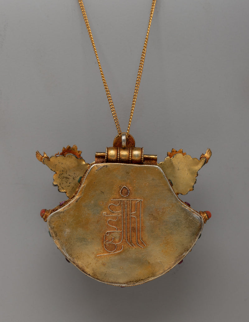 Gold Gilded Ghau Box Locket |  Tibetan Buddhist Amulet