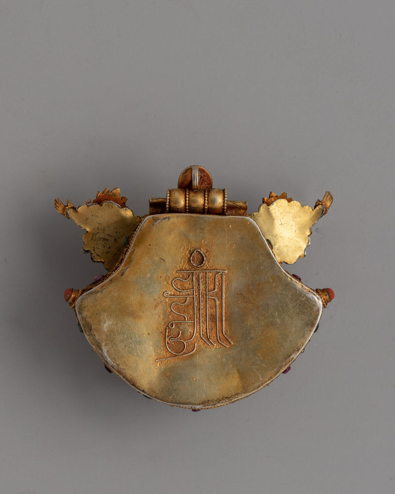 Gold Gilded Ghau Box Locket |  Tibetan Buddhist Amulet