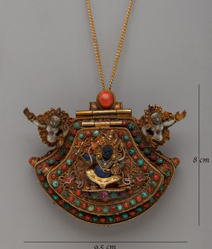 Gold Gilded Ghau Box Locket |  Tibetan Buddhist Amulet