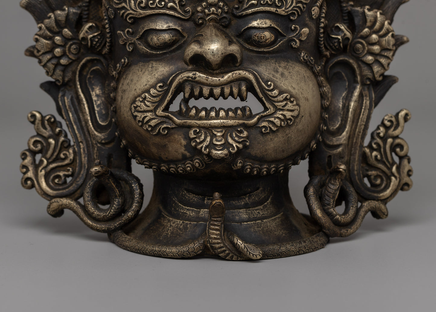 Bronze Bhairav Mask | Sacred Wall Sculpture for Meditation & Decor | Traditional Gift Idea From Nepal