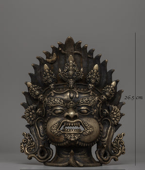 Bronze Bhairav Mask | Sacred Wall Sculpture for Meditation & Decor | Traditional Gift Idea From Nepal