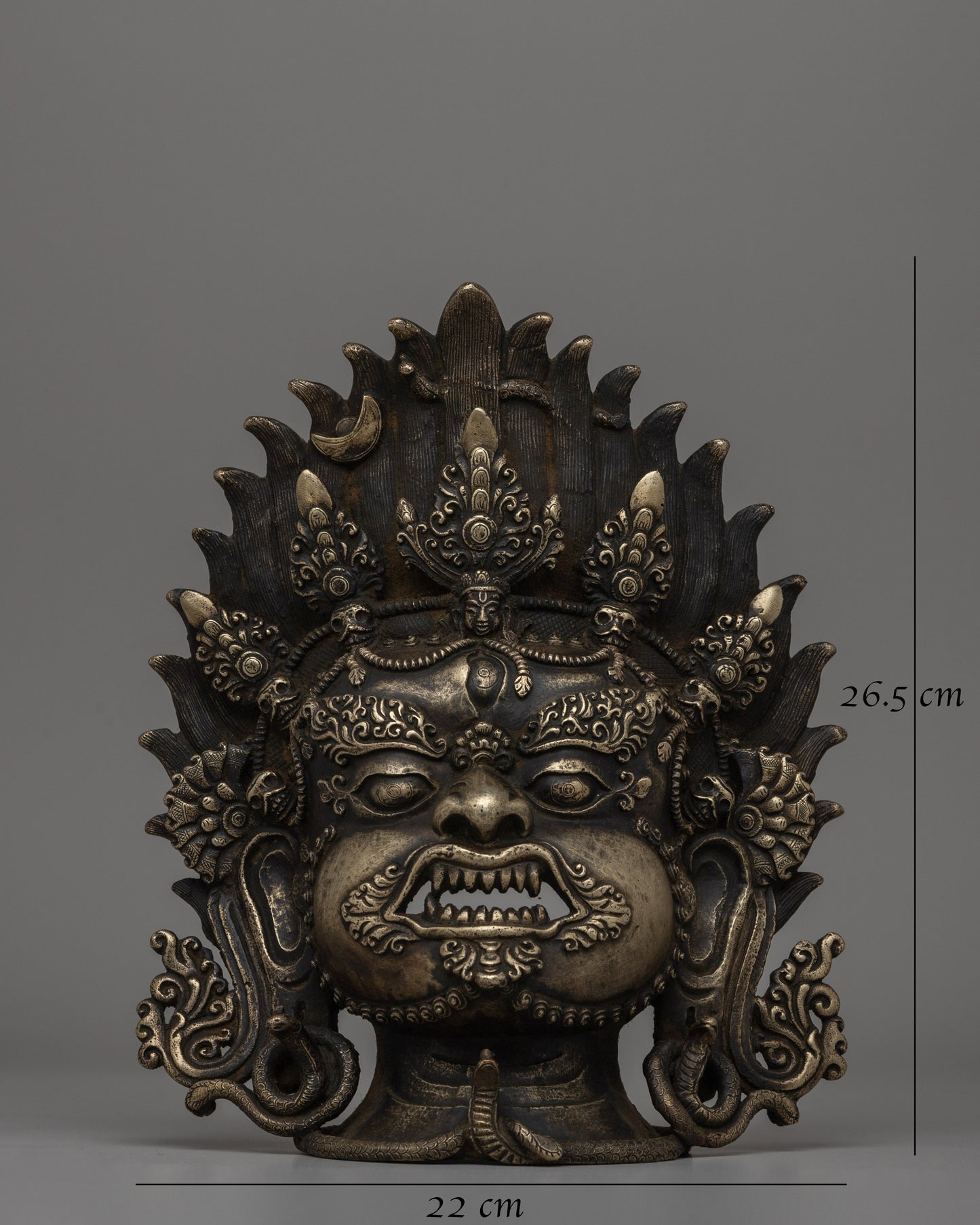 Bronze Bhairav Mask | Sacred Wall Sculpture for Meditation & Decor | Traditional Gift Idea From Nepal