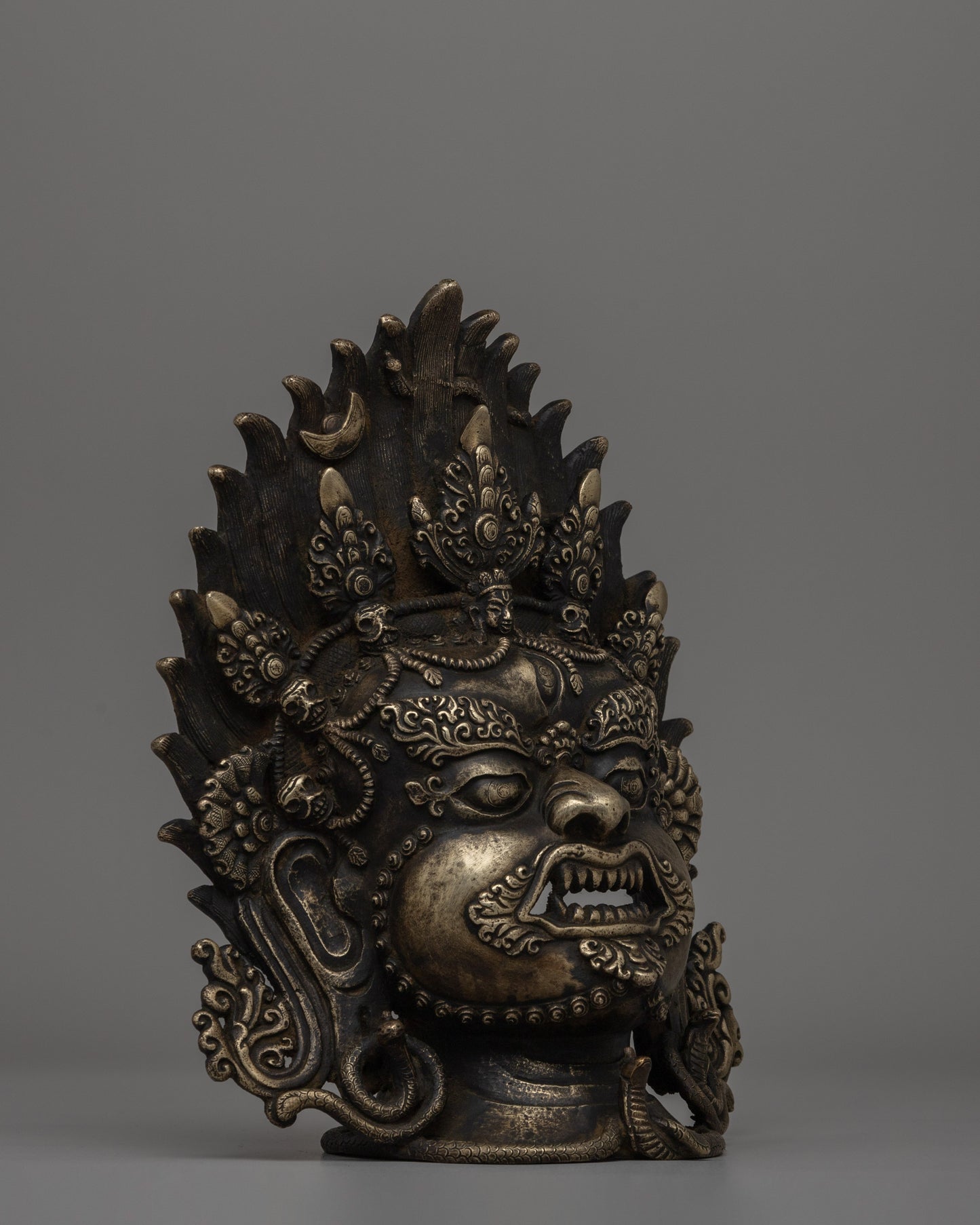 Bronze Bhairav Mask | Sacred Wall Sculpture for Meditation & Decor | Traditional Gift Idea From Nepal